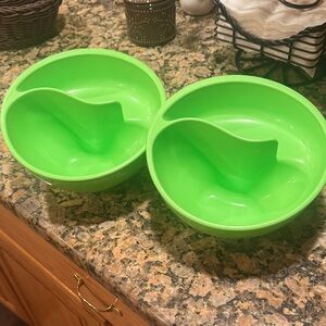 Green Divided Obol Bowls -set of 2